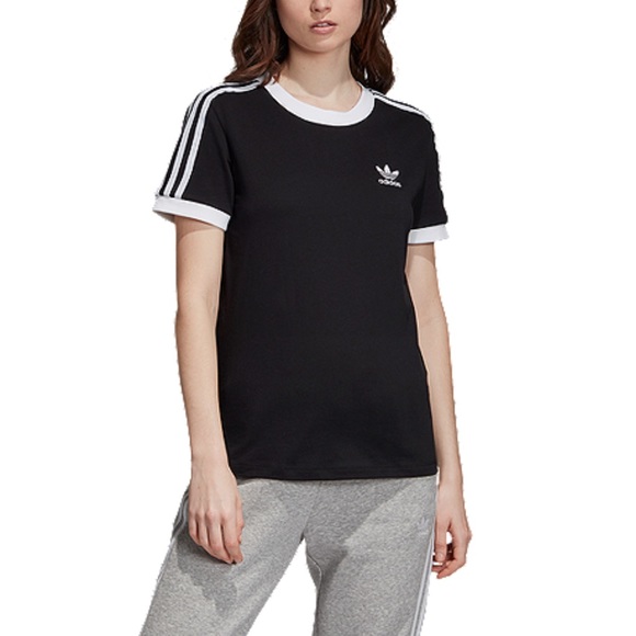 Adidas Black Striped Cotton Tee - Picture 1 of 6